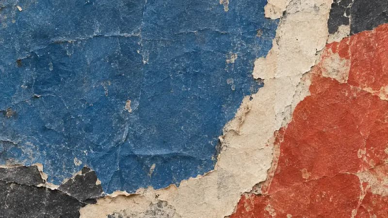 Torn paper texture in faded blue rust parchment