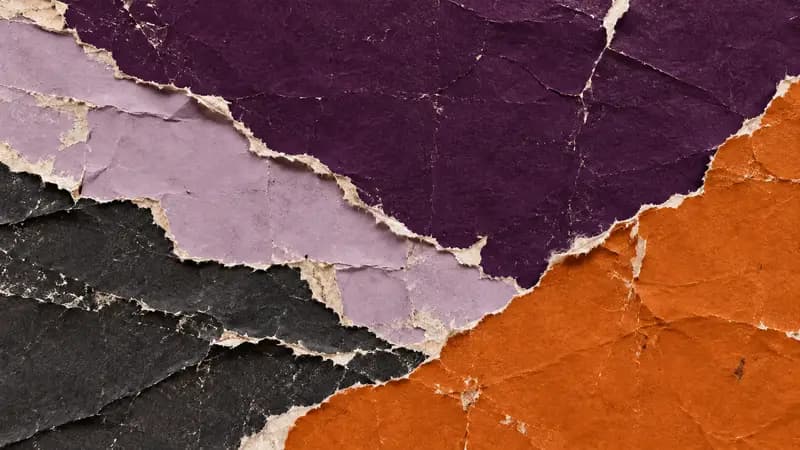 Torn paper texture in aubergine lavender burnt orange