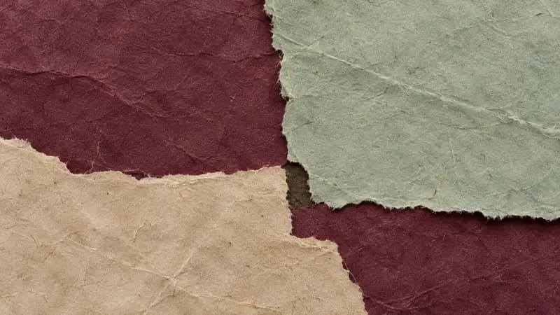 Torn paper texture in mulberry celadon oatmeal