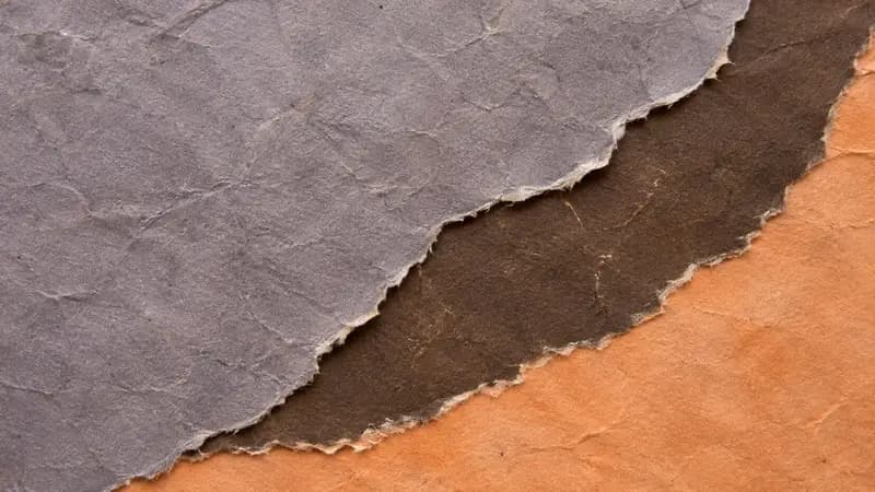 Torn paper texture in smoky lilac espresso apricot