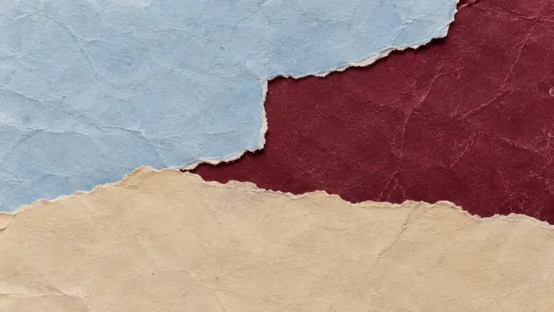 Torn paper texture in light blue burgundy beige