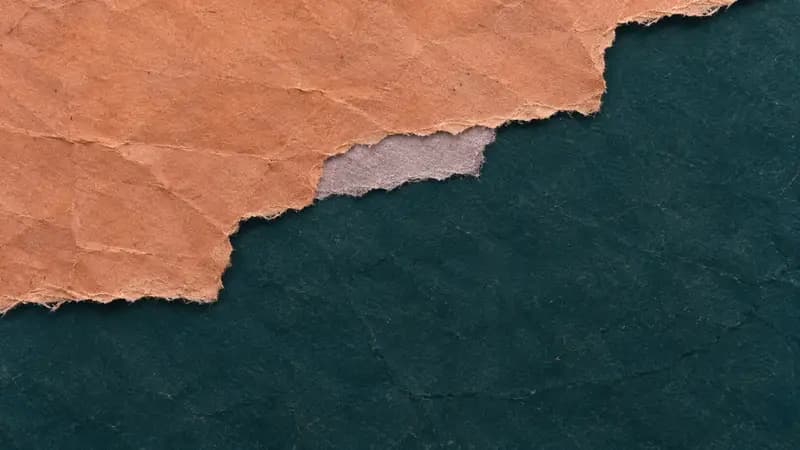 Torn paper texture in midnight teal apricot