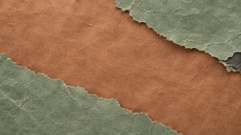Torn paper texture in sage faded copper